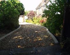 A look down the drive with exposed aggregate edging